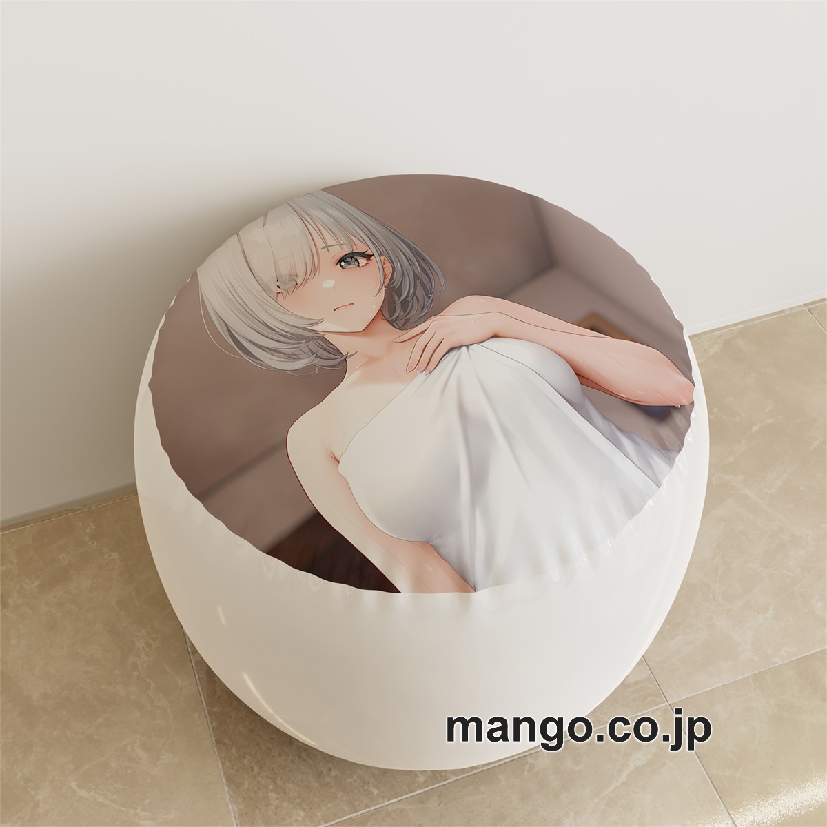 PVC ラウンドスツール【佐紹ミヒロ】裸バスタオル 紫下着 アニメ キャラクターグッズ PVC製 ラウンドスツール コレクション用