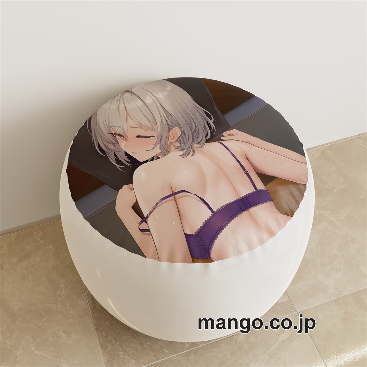 PVC ラウンドスツール【佐紹ミヒロ】裸バスタオル 紫下着 アニメ キャラクターグッズ PVC製 ラウンドスツール コレクション用 2